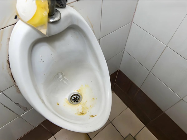 Bụi bẩn, mảng bám và vi khuẩn tích tụ dẫn đến tắc nghẽn bồn tiểu