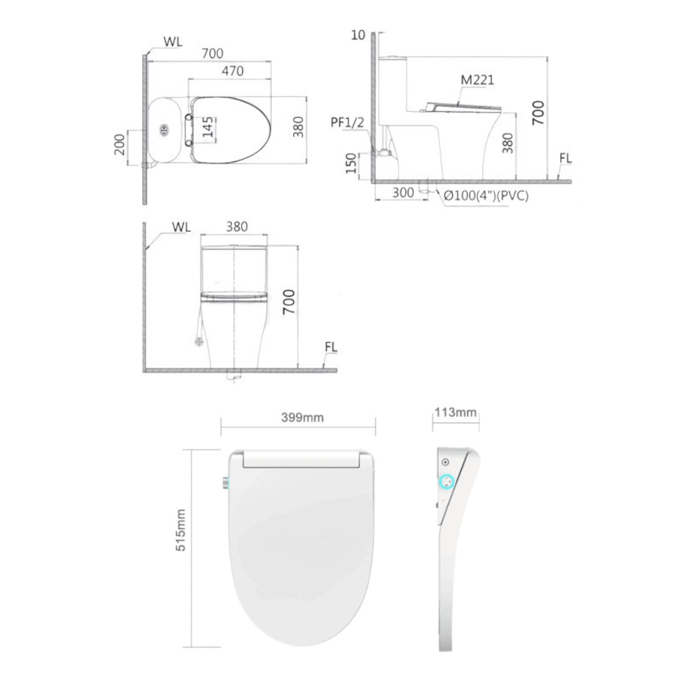 Bồn Cầu 1 Khối Caesar CD1395