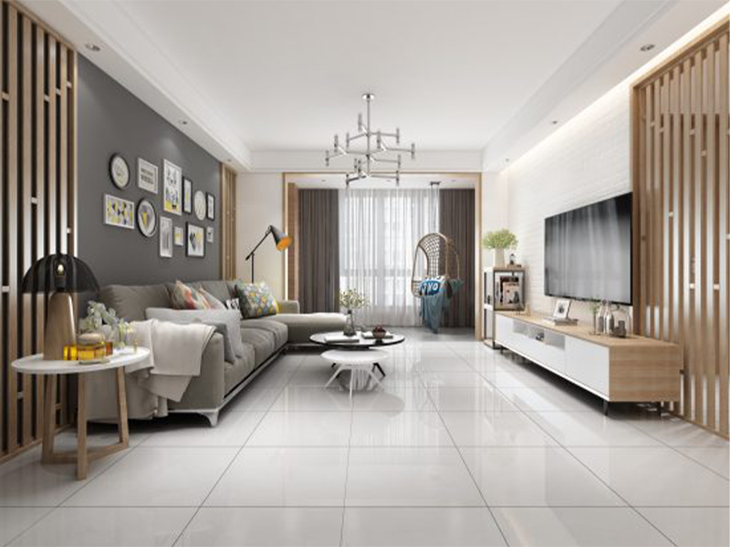 Phối cảnh phòng bếp ốp gạch bóng kính 60x60 Đồng Tâm HONKHOAI002-FP