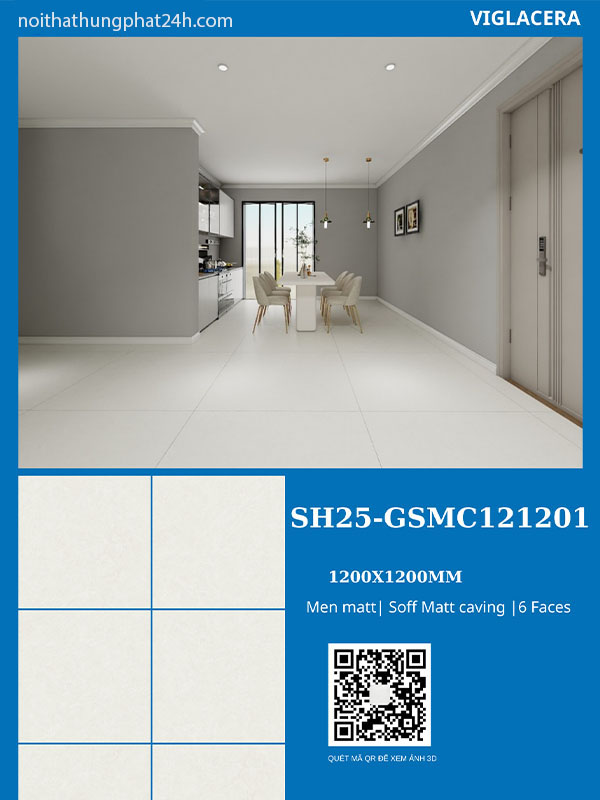 Phối cảnh gạch viglacera 120x120 SH25-GSMC121201