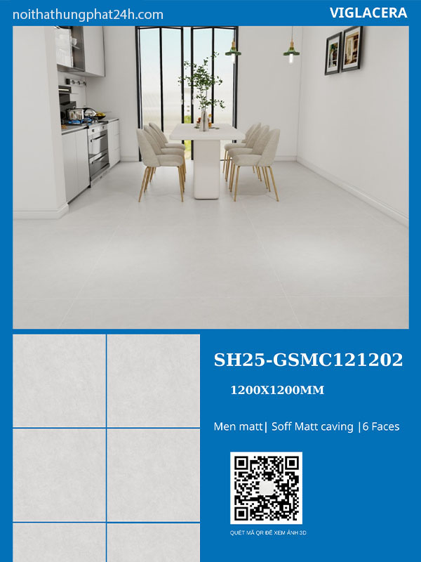 Phối cảnh gạch viglacera 120x120 SH25-GSMC121202