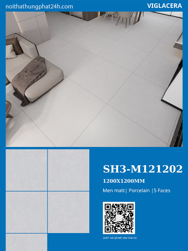 Phối cảnh gạch 120x120 Viglacera SH3-M121202