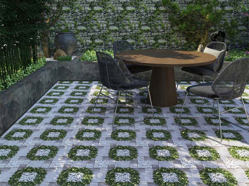 Phối cảnh gạch lát sân vườn 40x40