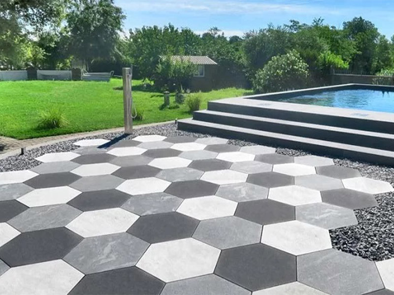 Phối cảnh gạch lát sân lục giác