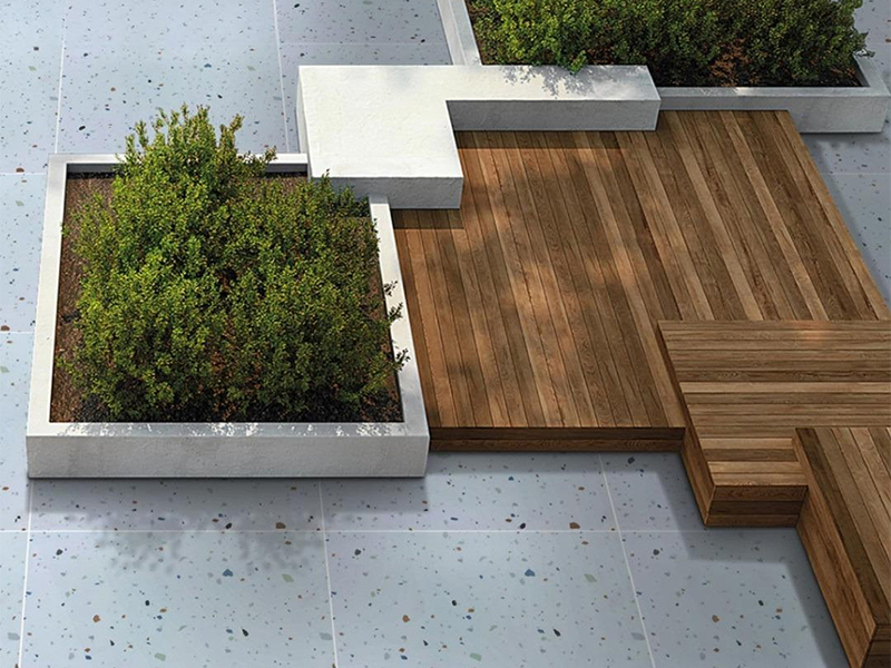 Phối cảnh gạch Terrazzo lát sân