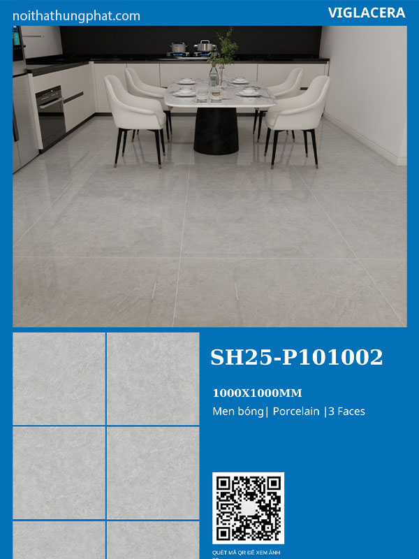 Phối cảnh gạch lát nền viglacera 100x100 SH25-P101002