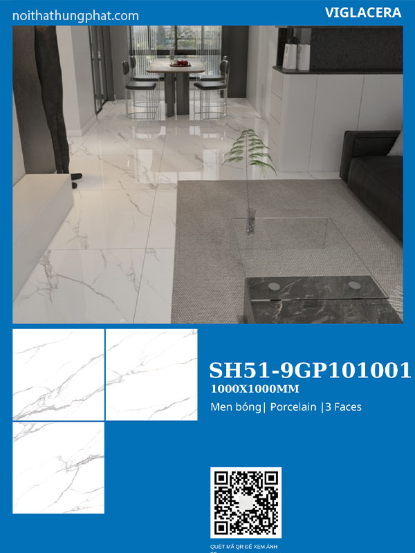 Phối cảnh gạch 100x100 Viglacera SH51-9P101001