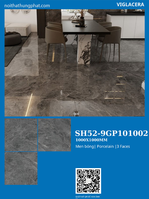 Phối cảnh gạch lát nền Viglacera 100x100 SH52-9P101002