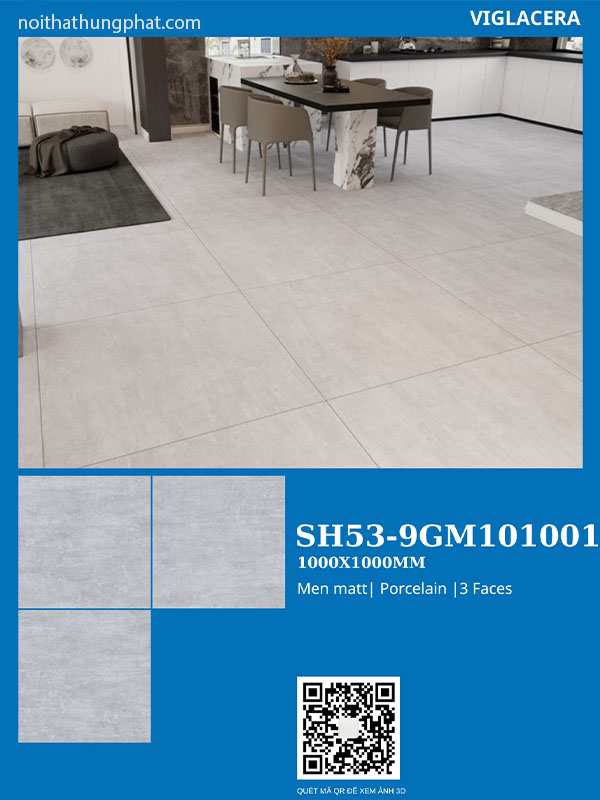 Phối cảnh gạch lát nền Viglacera 100x100 SH53-GM101001