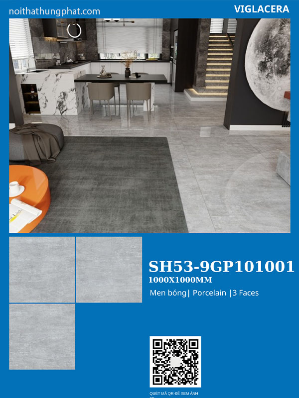 Phối cảnh gạch ốp lát Viglacera 100x100 SH53-9GP101001