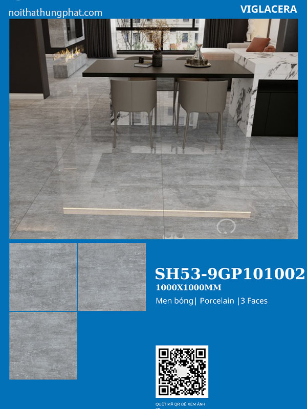 Phối cảnh gạch lát nền viglacera 100x100 SH53-9GP101002