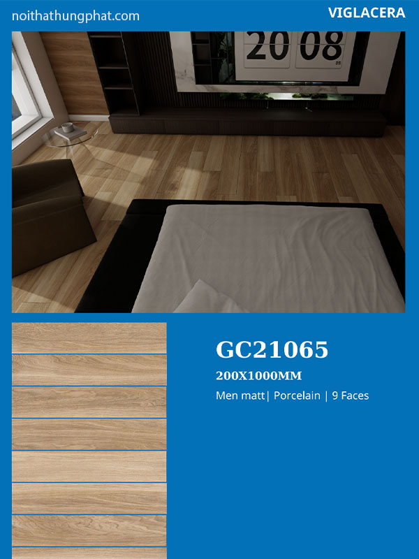 Phối cảnh gạch lát nền Viglacera 20X100 GC21065