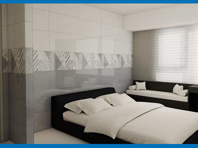 Phối cảnh gạch ốp tường 40x80 Viglacera