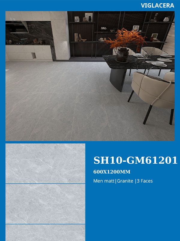 Phối cảnh gạch lát nền Viglacera 60x120 SH10-GM61201