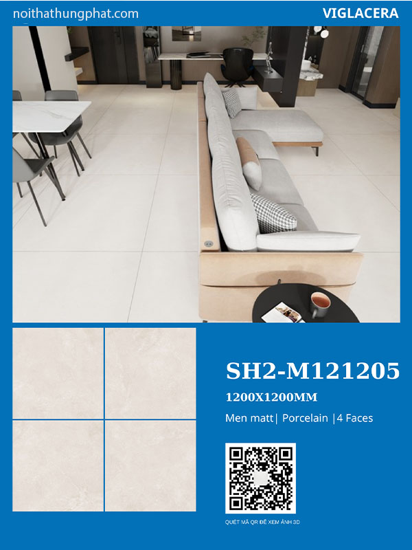 Phối cảnh gạch lát nền Viglacera 120x120 SH2-M121205