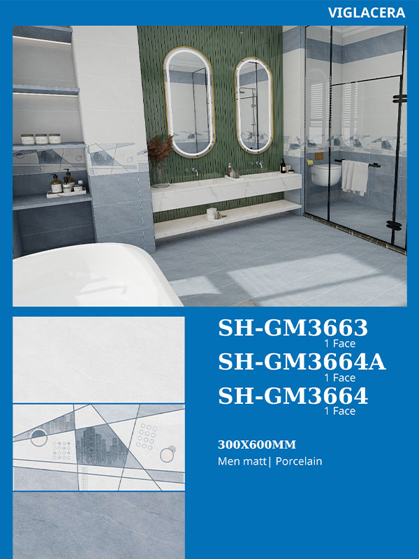 Phối cảnh gạch lát nền Viglacera 30x60 SHGM3663-64-64A