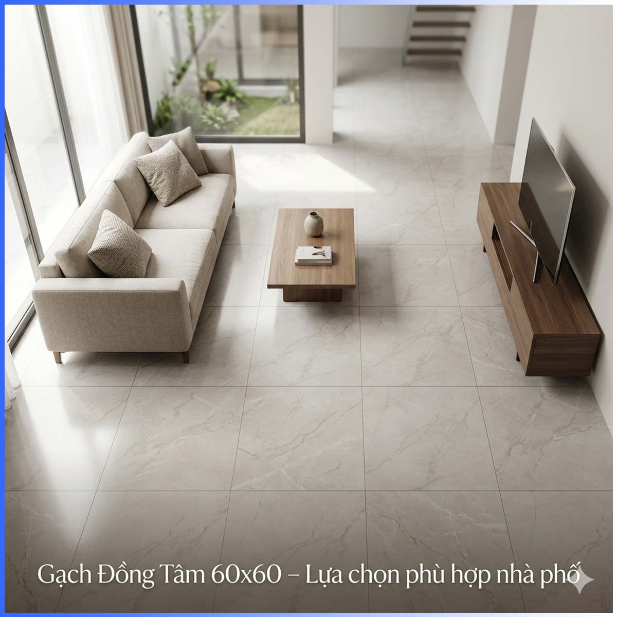 Gạch Đồng Tâm 60x60 lát nền nhà phố hiện đại