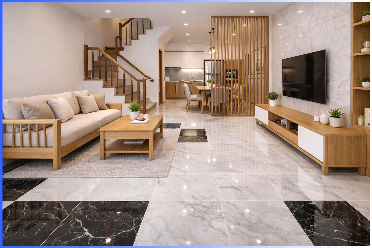 Gạch Đồng Tâm 60x60 lát phòng khách nhà phố