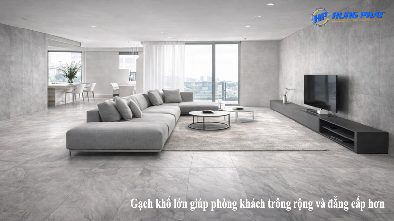 gạch khổ lớn lát phòng khách sang trọng