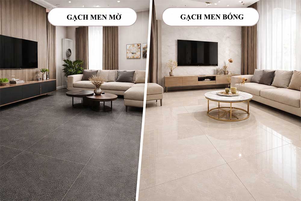 So sánh gạch men mờ và men bóng