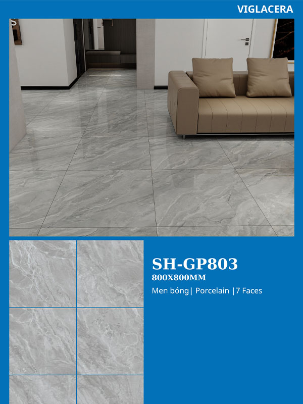 Phối cảnh gạch vân đá Viglacera 80x80 GP803
