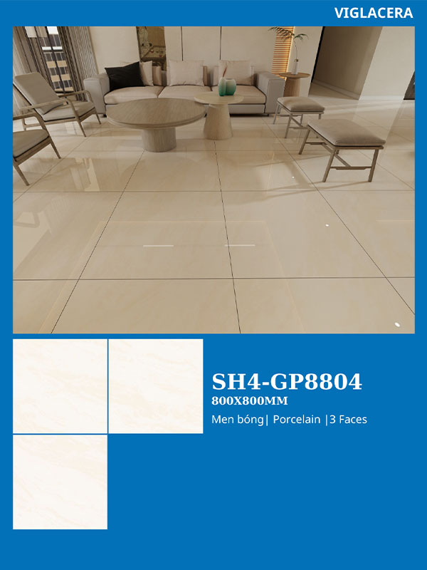 Phối cảnh gạch lát nền Viglacera 80x80 SH4-GP8804