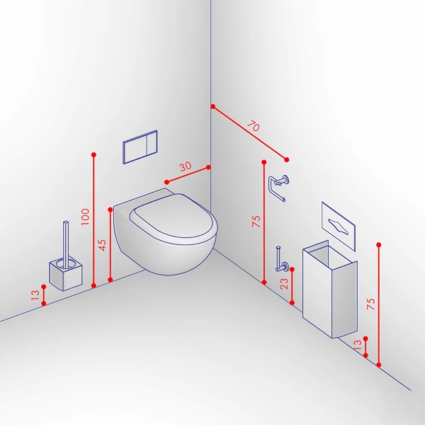 Bố trí khoa học các thiết bị vệ sinh, từ lavabo đến bồn tắm cần giữ khoảng cách từ 50cm trở lên để dễ dàng di chuyển và sử dụng