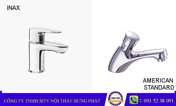 Hai dòng vòi Lavabo thuộc hai thương hiệu INAX và American Standard