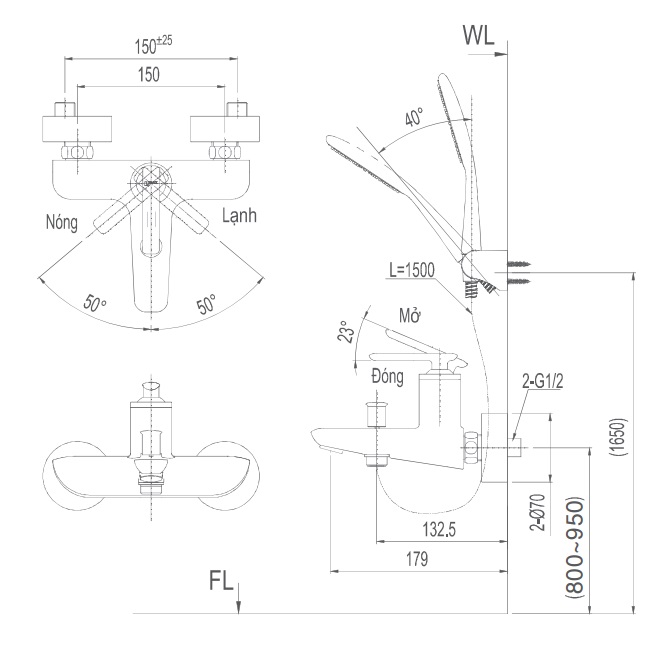 Củ sen tắm nóng lạnh Inax BFV-4103S