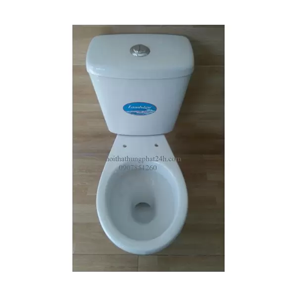 Bàn cầu 2 khối giá rẻ Landsign 2 nút nhấn