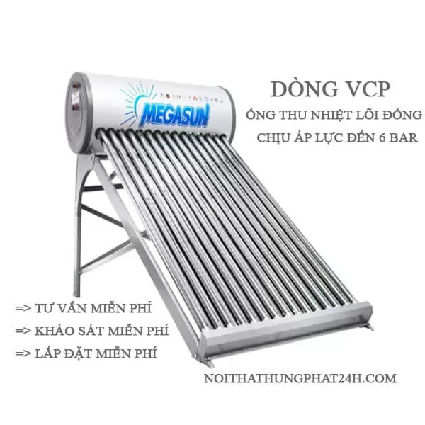 MÁY NƯỚC NÓNG NĂNG LƯỢNG MẶT TRỜI MEGASUN VCP 150 LÍT ỐNG LÕI ĐỒNG