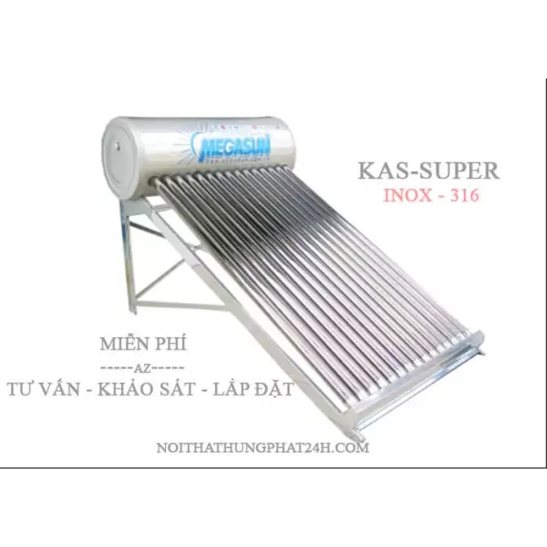 MÁY NƯỚC NÓNG NĂNG LƯỢNG MẶT TRỜI MEGASUN KAS-SUPER 300 LÍT INOX 316